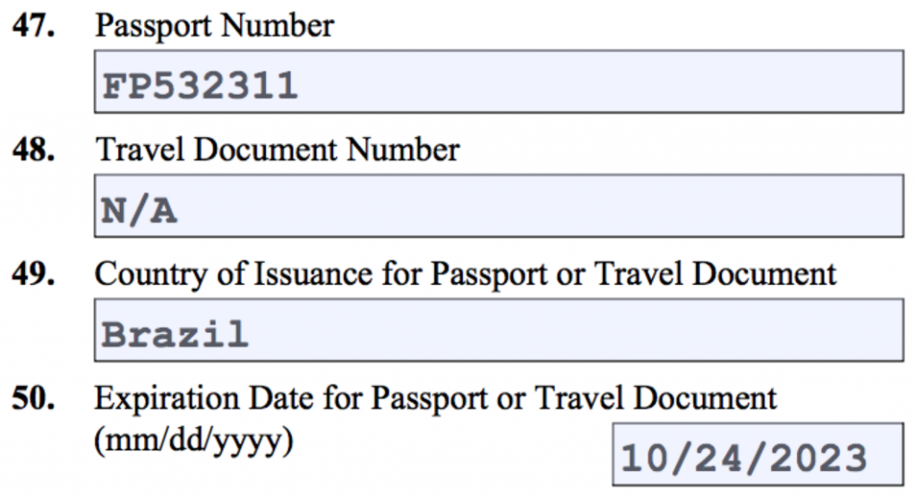 Questions 47 - 50. Passport.