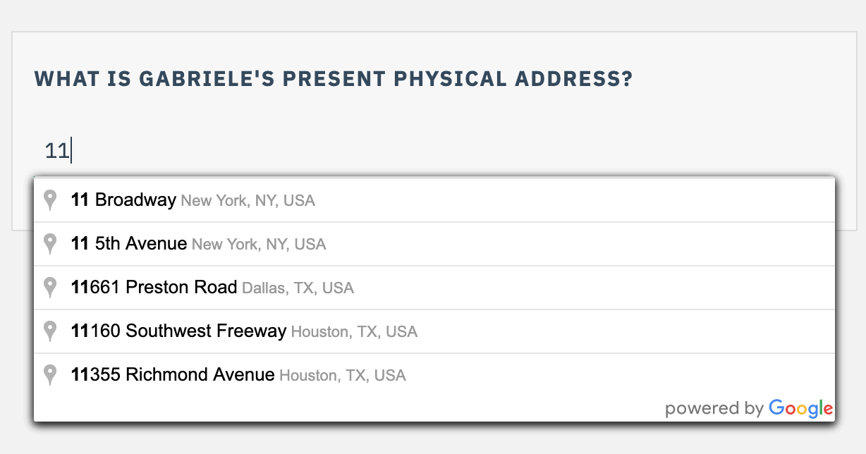 Google Address Lookup